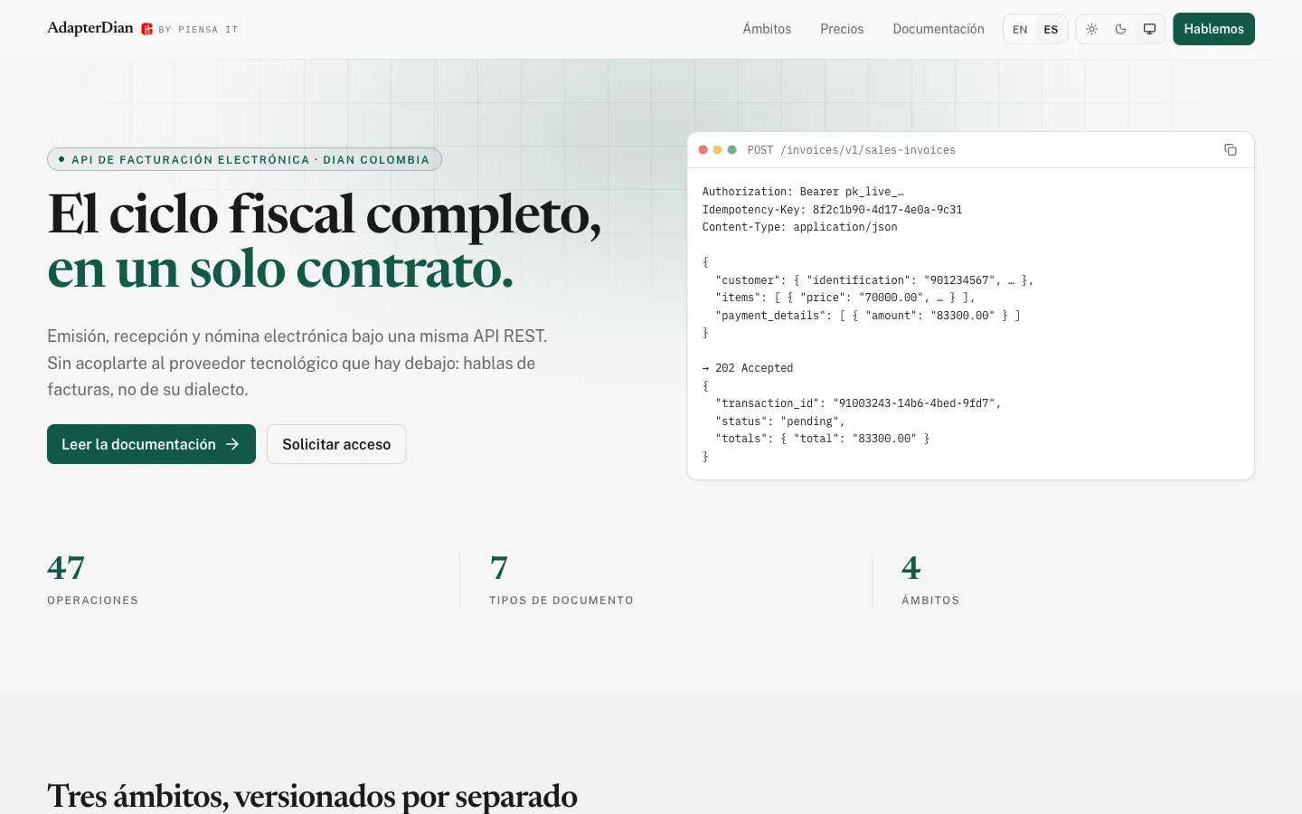 AdapterDian — API de facturación electrónica para Colombia (DIAN)