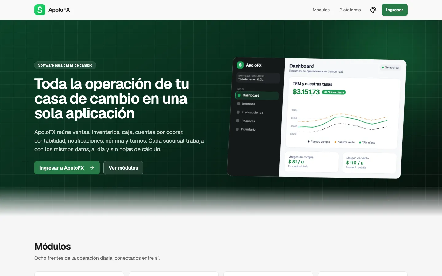 ApoloFX — Toda la operación de tu casa de cambio en una sola aplicación