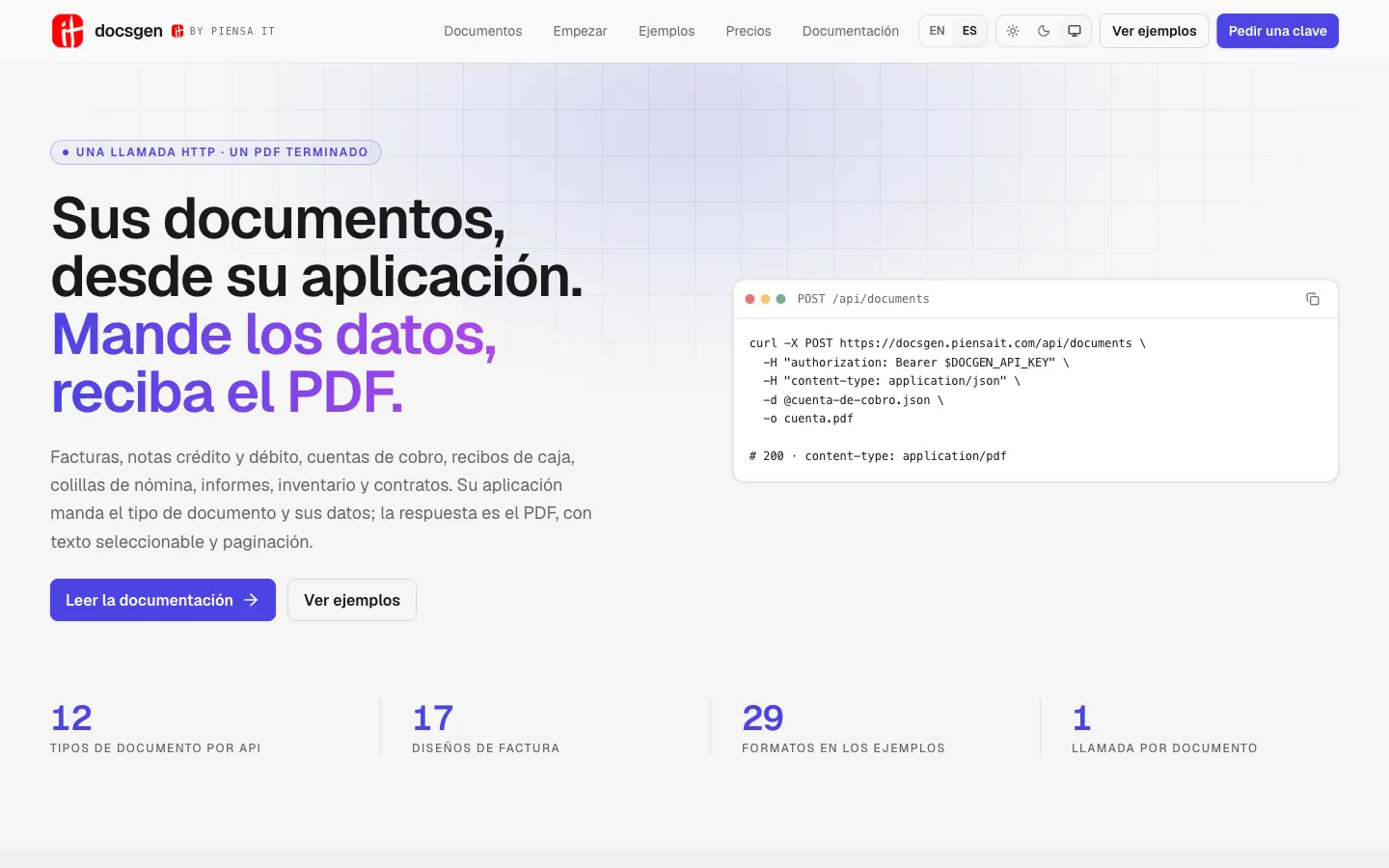 DocsGen — Documentos de negocio en PDF desde una API